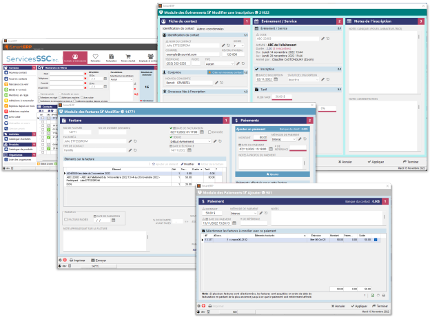 Fenêtres de l'application de bureau