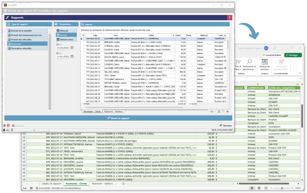 Rapports et ficher excel